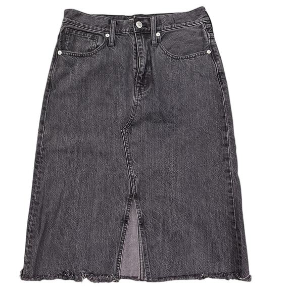 Madewell Rigid Denim A-Line Midi Skirt Castlerock Wash, size 26 - Picture 2 of 9